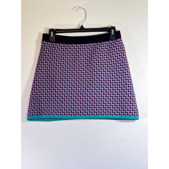 ZARA Geometric Print Pink & Green Women's Sweater Mini Skirt Size Small - Picture 1 of 5